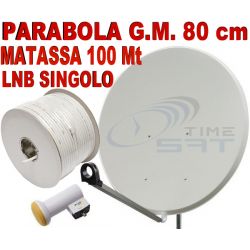 Parabola G.M. 80 cm + Lnb Singolo + Matassa cavo 100 Mt.